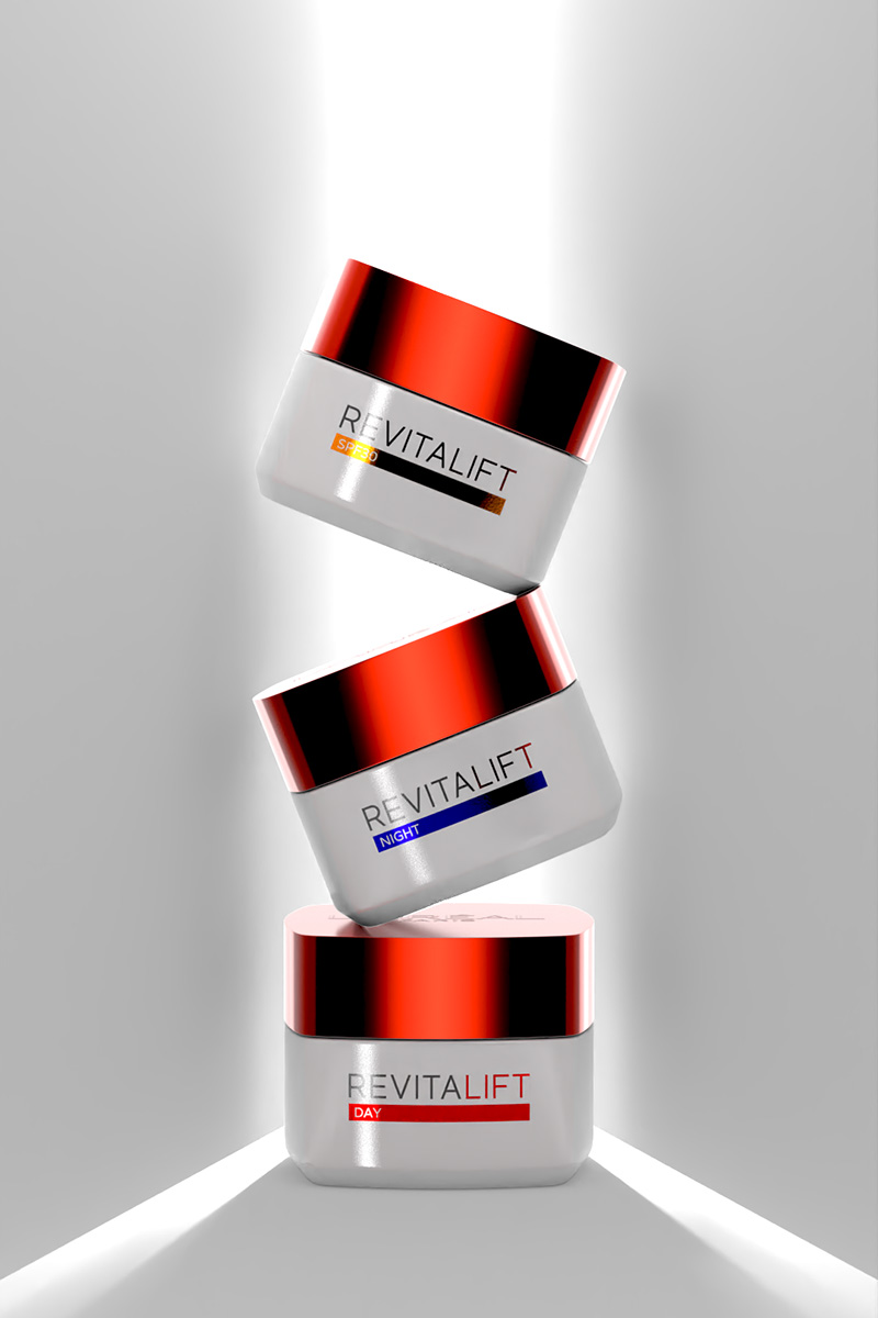 3D animation of L'Oreal Revitalift products